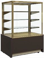 Витрина холодильная кондитерская KC70 VM 1,3-1 LIGHT 0102-0109 (ВХСВ-1,3Д CARBOMA CUBE) золото ВВ