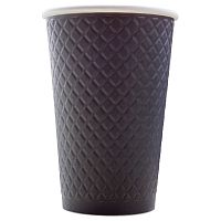 Стакан бумажный одноразовый двухслойный 450 мл ФО Waffle Black 25шт (16р/к) АB