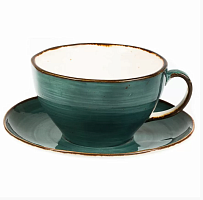 Чашка с блюдцем Fusion Green Sea 375 мл, P.L. Proff Cuisine 81223159